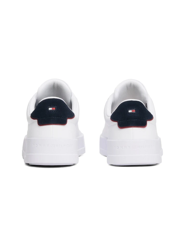 Tommy Hilfiger Erkek Beyaz Deri Kısa Taban Court Sneakers