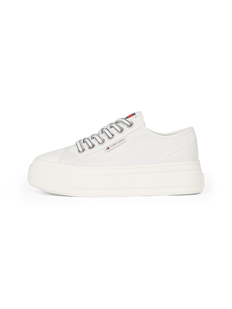 Tommy Hilfiger Deri Beyaz Kadın Kalın Taban Sneakers - EN0EN02714YBL