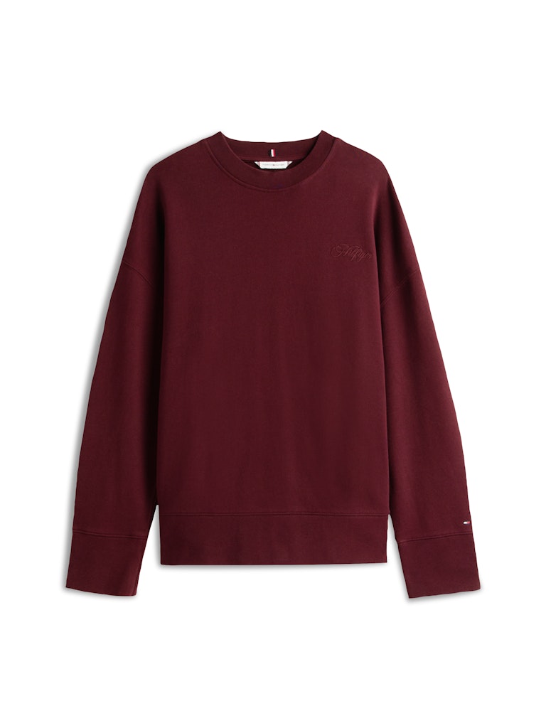 Tommy Hilfiger Kadın Bordo O Yaka Sweatshirt