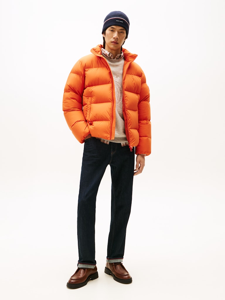 Tommy Hilfiger Erkek Kaz Tüyü Turuncu Puffer Mont