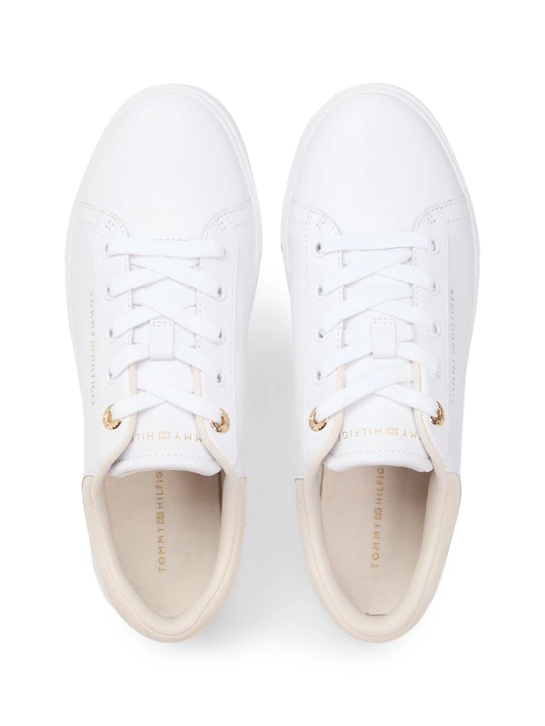 Tommy Hilfiger Kadın Beyaz Deri Kısa Taban Klasik Sneakers