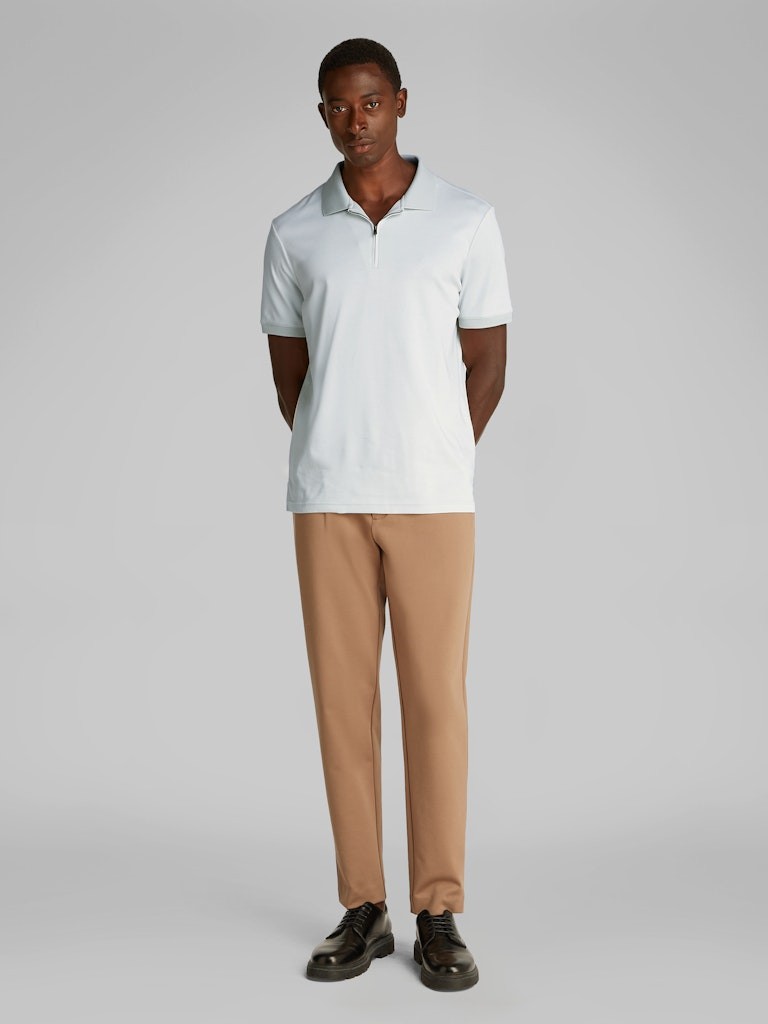 Calvin Klein Organik Pamuk Gri Erkek Kısa Kollu Fermuarlı Polo Yaka T-Shirt - K10K112754PFH