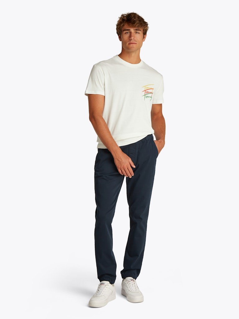 Tommy Hilfiger Rejeneratif Pamuk Beyaz Erkek Kısa Kollu T-Shirt - DM0DM20771YBL