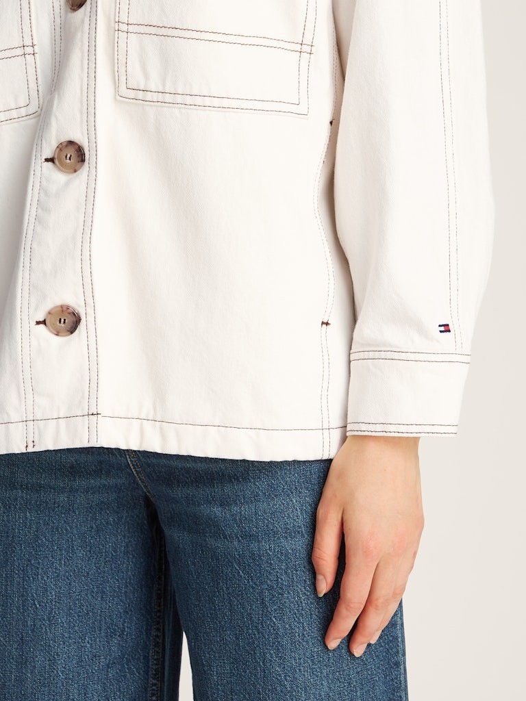 Tommy Hilfiger Denim Beyaz Kadın Kot Ceket