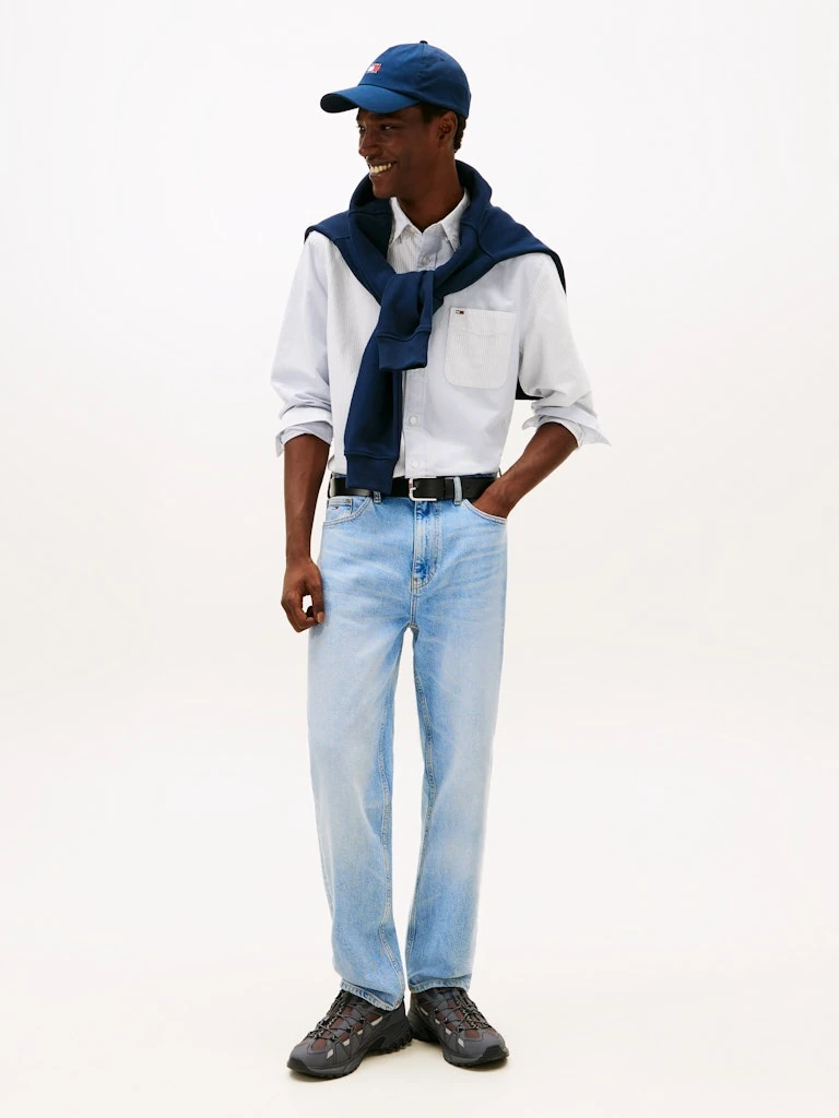 Tommy Hilfiger Erkek Mavi Oxford Rahat Kesim Gömlek