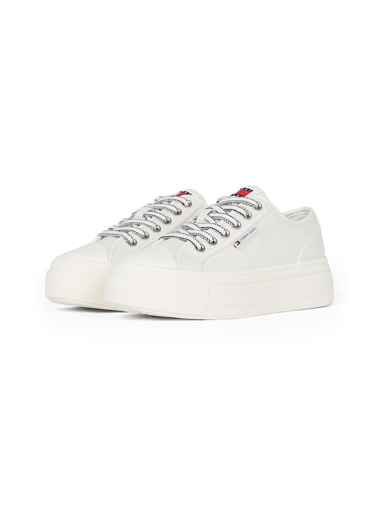 Tommy Hilfiger Deri Beyaz Kadın Kalın Taban Sneakers - EN0EN02714YBL