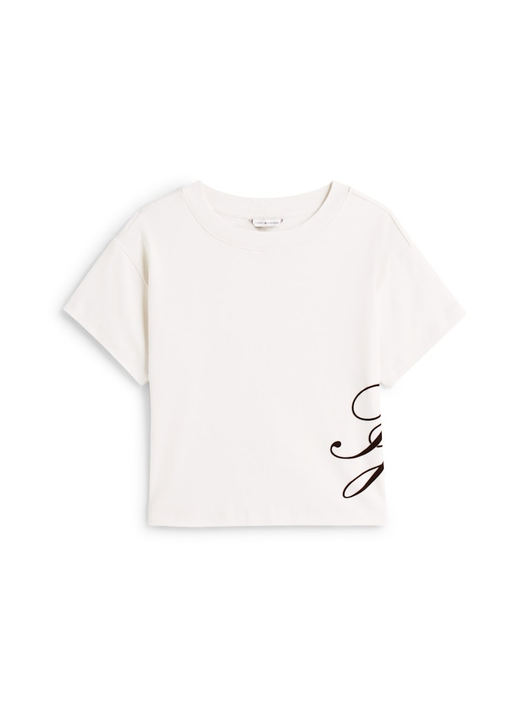 Tommy Hilfiger Kadın Ekru O Yaka T-Shirt