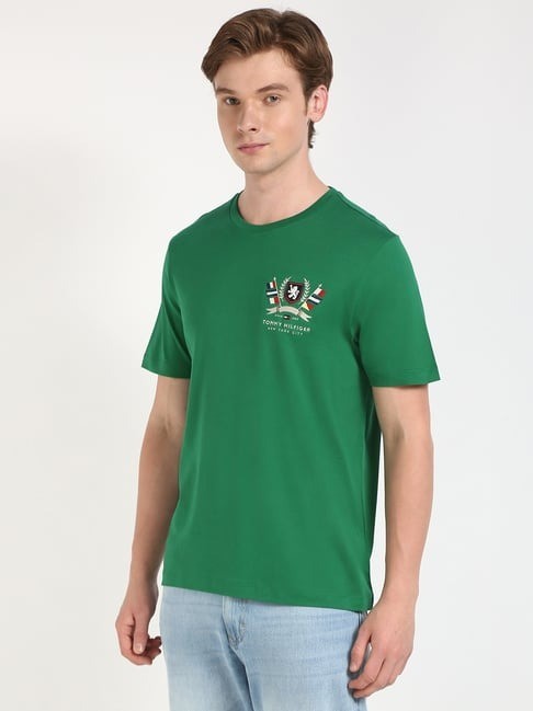 Tommy Hilfiger Pamuk Yeşil Erkek Kısa Kollu T-Shirt - MW0MW39970L4F
