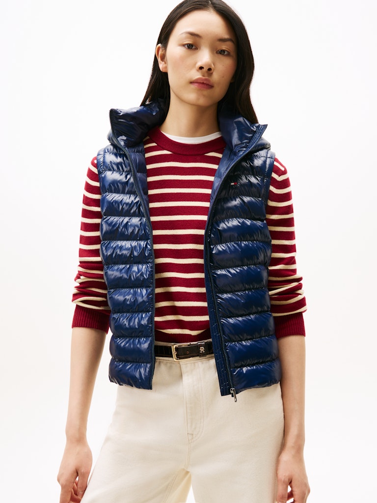 Tommy Hilfiger Kadın Lacivert Padded Kapşonlu Yelek