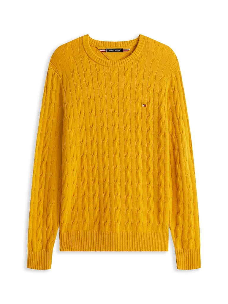 Tommy Hilfiger Erkek Sarı  O Yaka  Triko