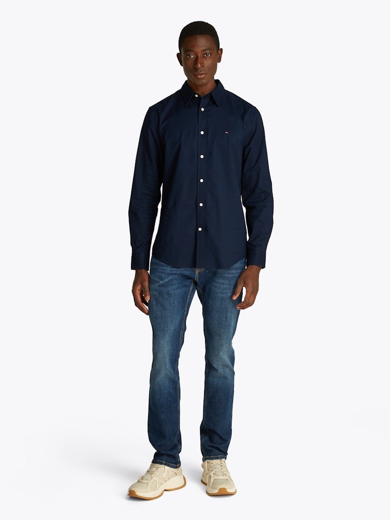 Tommy Hilfiger Poplin Lacivert Erkek Uzun Kollu Gömlek - MW0MW38137DW5