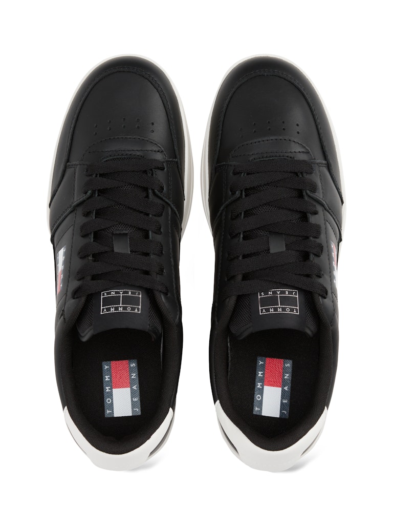 Tommy Hilfiger Deri Siyah Erkek Kısa Taban Sneakers
