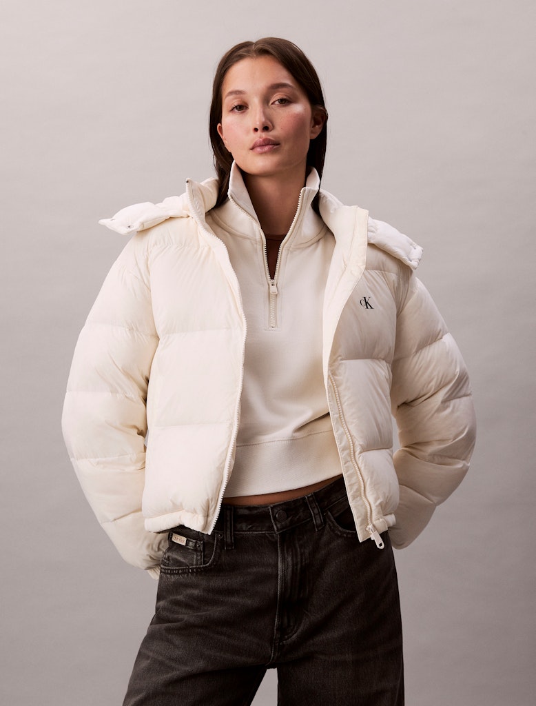 Calvin Klein Kadın Beyaz Puffer Mont