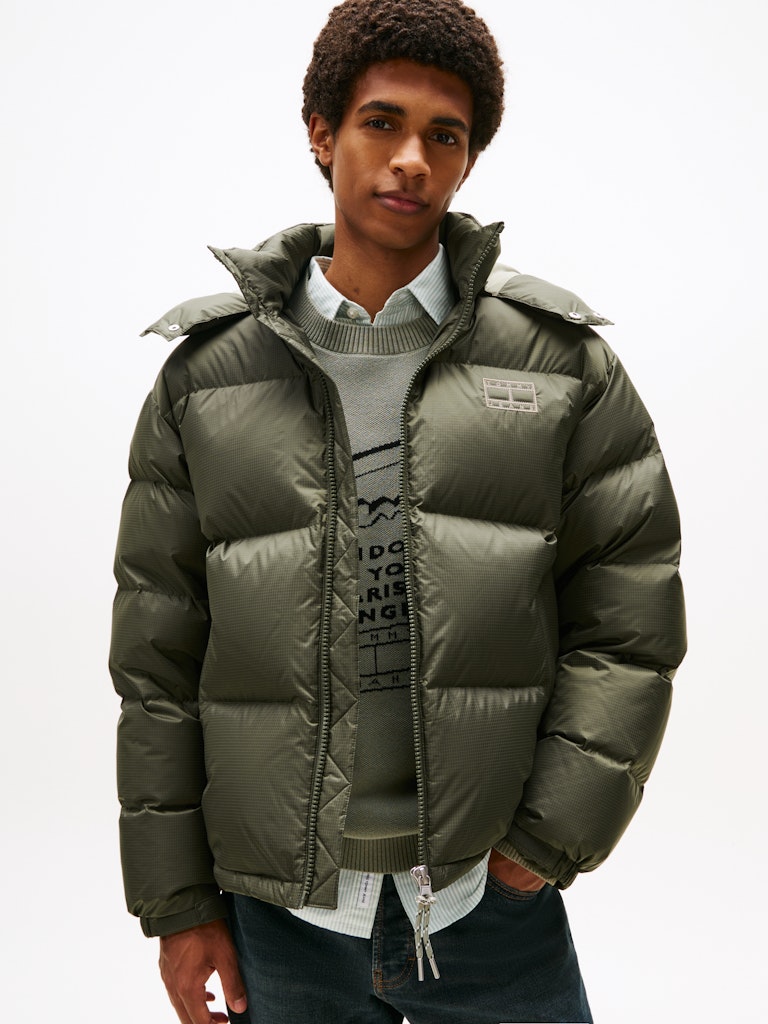 Tommy Hilfiger Erkek Kaz Tüyü Puffer Yeşil Mont