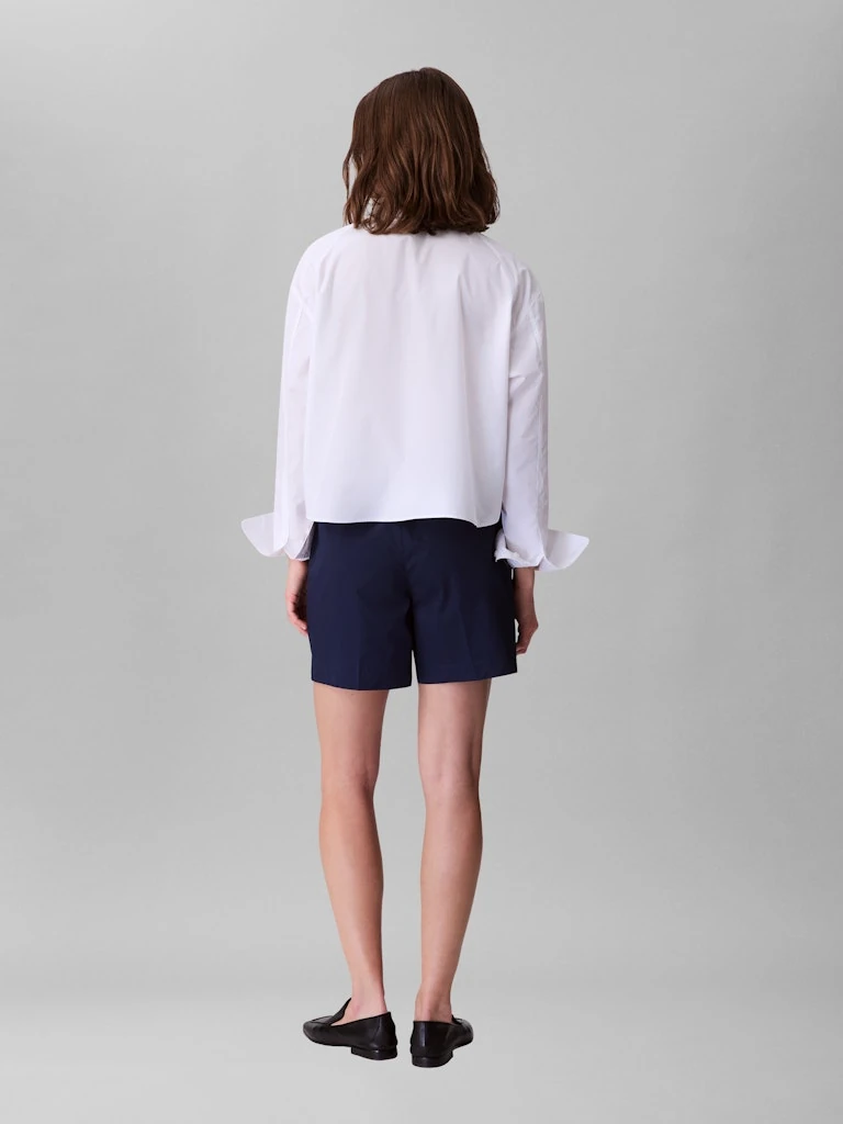 Calvin Klein Kadın Beyaz Poplin Rahat Kesim Uzun Kollu Gömlek