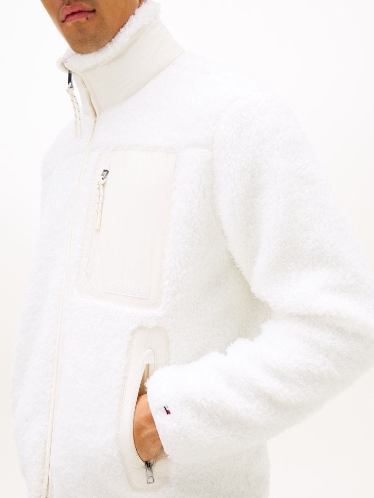 Tommy Hilfiger Erkek Tam Fermuar Beyaz Sweatshirt