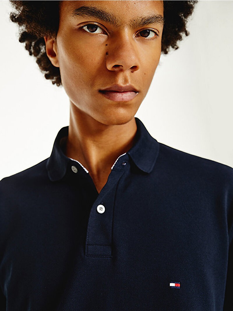 Tommy Hilfiger Erkek Lacivert Düğmeli Uzun Kollu Polo Yaka T Shirt - MW0MW20183DW5