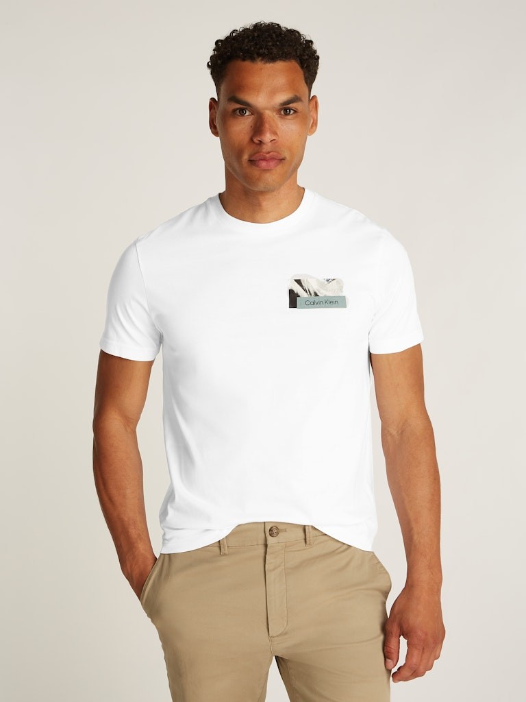 Calvin Klein Erkek Arkası Logo Baskılı Yuvarlak Yaka Dar Kalıp Beyaz T-Shirt - K10K113799YAF