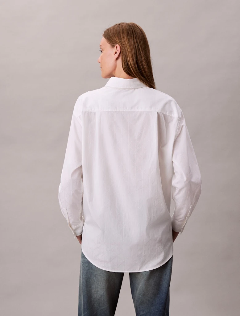 Calvin Klein Kadın Dar Kesim Beyaz Gömlek