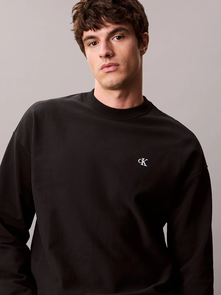 Calvin Klein Erkek Siyah Pamuk O Yaka Sweatshirt