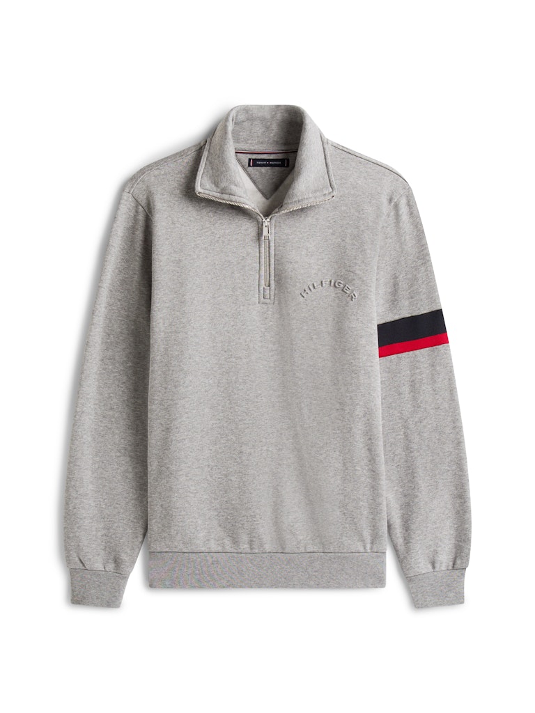 Tommy Hilfiger Erkek Yarım Fermuar Gri Sweatshirt