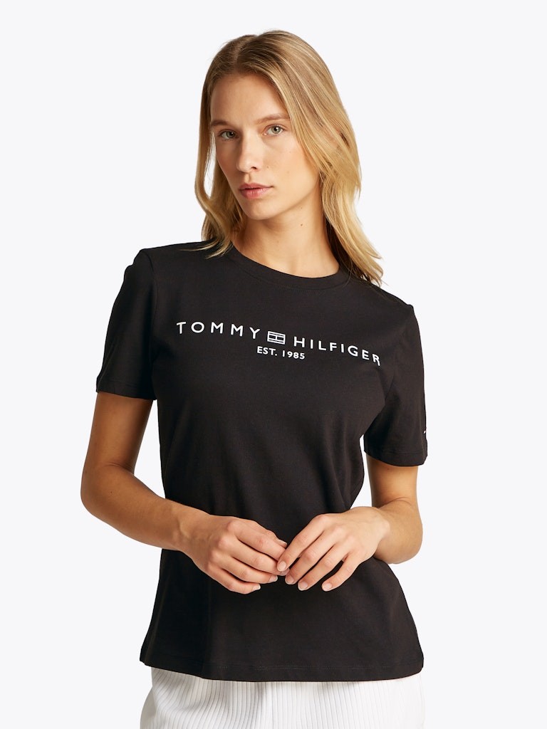 Tommy Hilfiger Rejeneratif Pamuk Siyah Kadın Kısa Kollu T-Shirt - WW0WW40276BDS