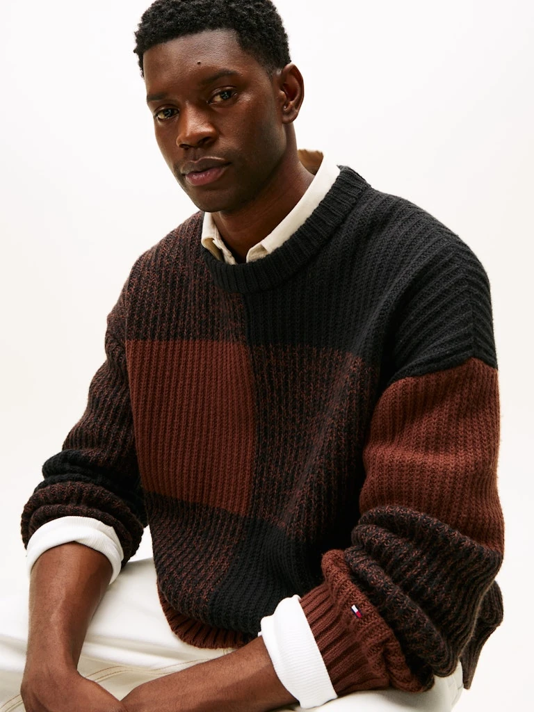 Tommy Hilfiger Erkek Kahverengi  O Yaka  Triko