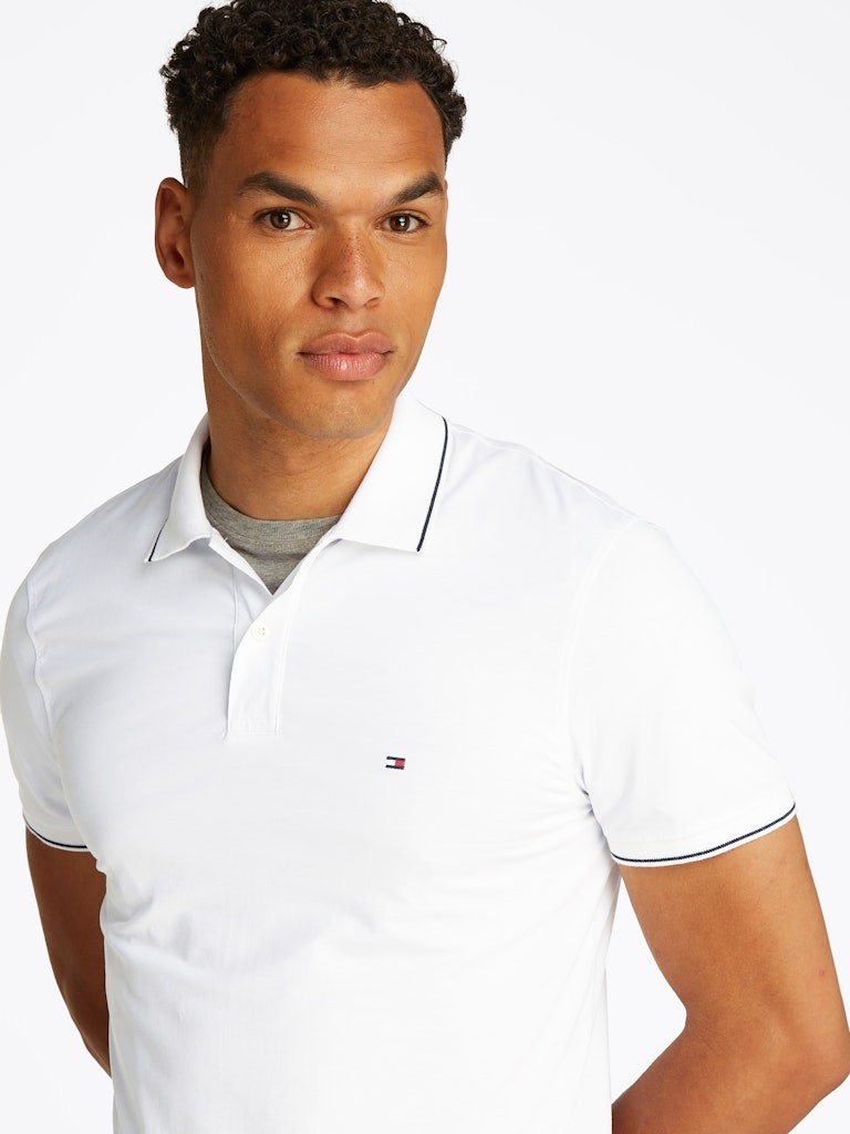 Tommy Hilfiger Pamuk Beyaz Erkek Kısa Kollu Düğmeli Polo Yaka T-Shirt - MW0MW37310YBR