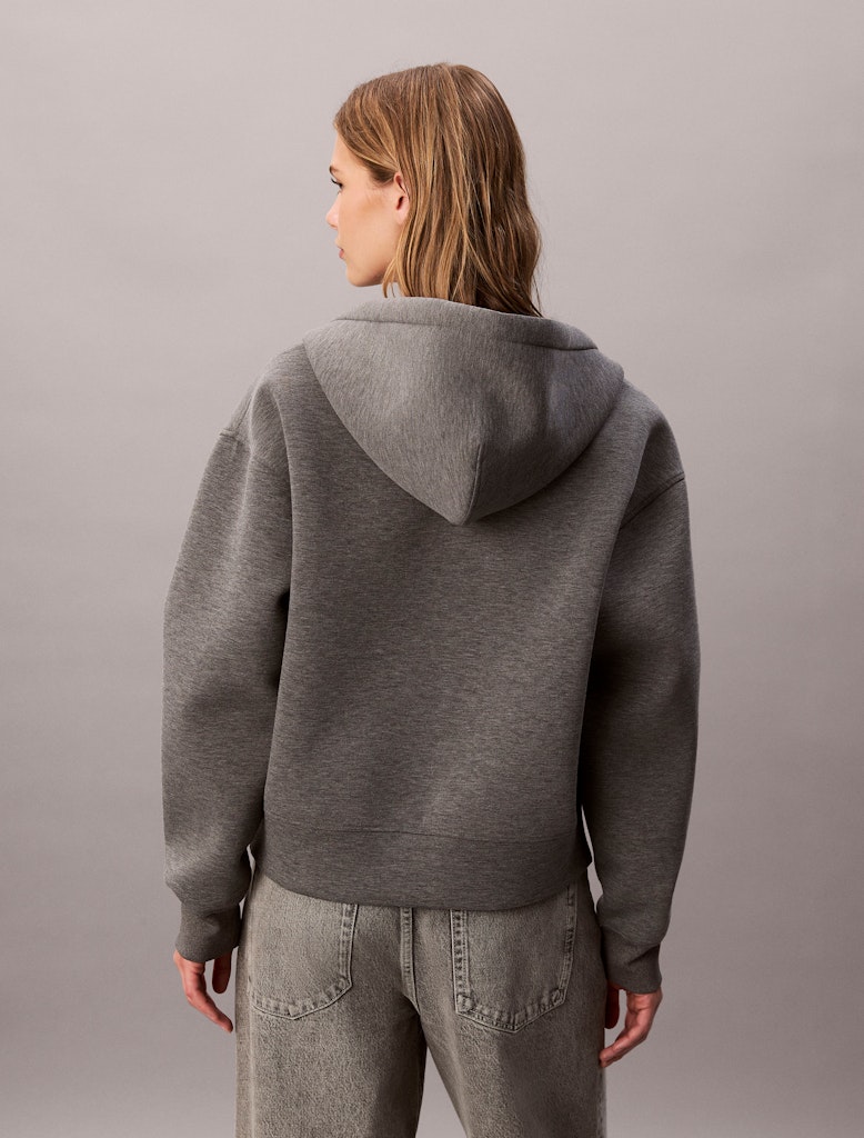 Calvin Klein Kadın Tam Fermuarlı Kapşonlu Gri Sweatshirt