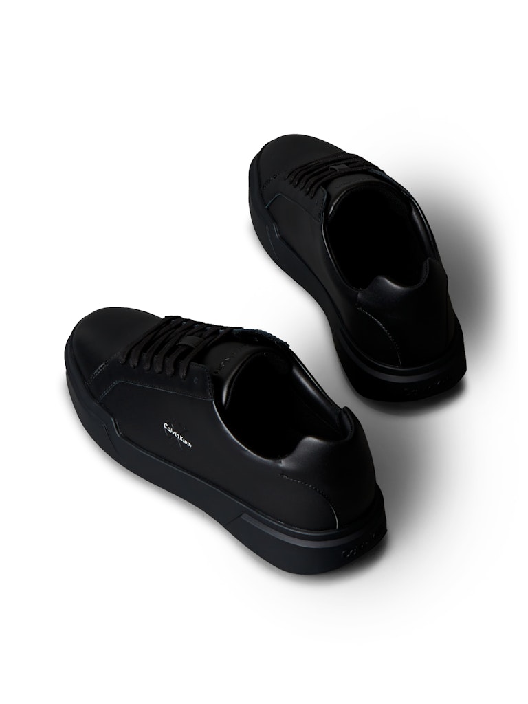 Calvin Klein Erkek Siyah Deri Kısa Taban Chunky Sneakers