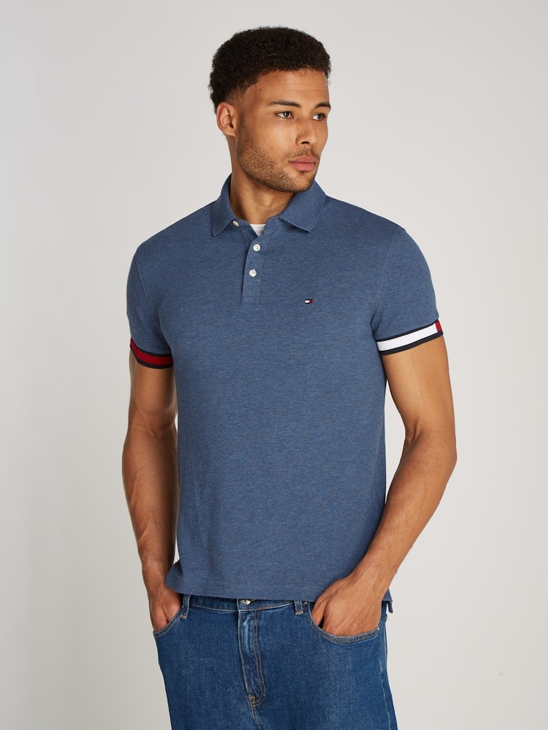 Tommy Hilfiger Erkek Kısa Kollu Düğmeli Polo Yaka Mavi T-Shirt - MW0MW37518DV1