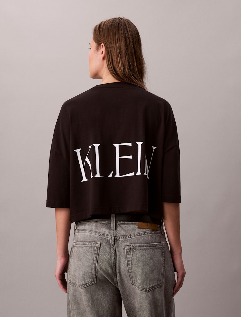 Calvin Klein Kadın O Yaka Crop Siyah T-Shirt