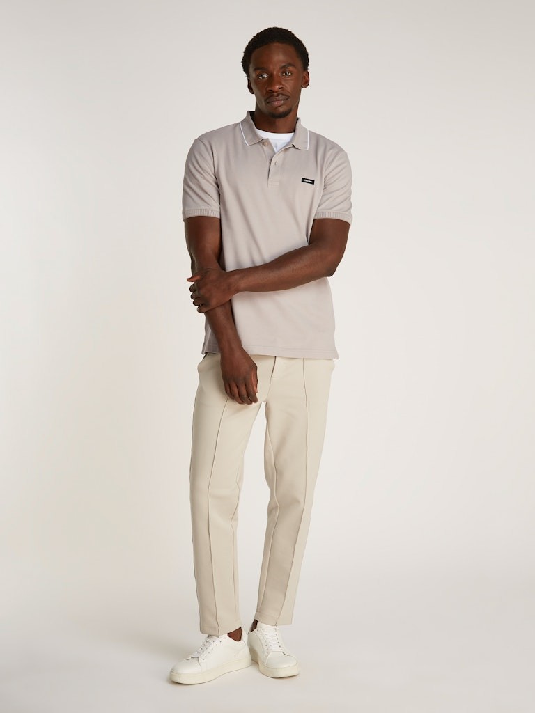 Calvin Klein Organik Pamuk Gri Erkek Kısa Kollu Düğmeli Polo Yaka T-Shirt