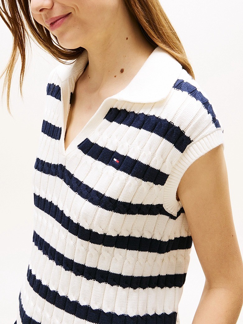 Tommy Hilfiger Kadın Beyaz Polo Yaka Triko - WW0WW456550FG