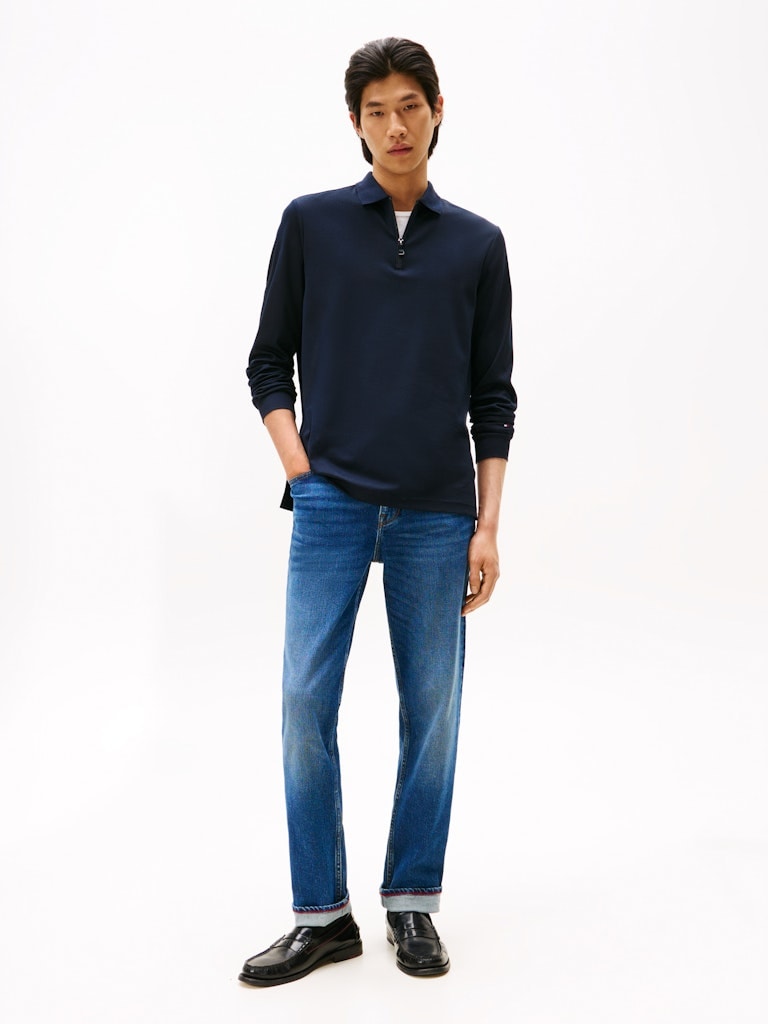 Tommy Hilfiger Erkek Lacivert Uzun Kollu Polo T-Shirt