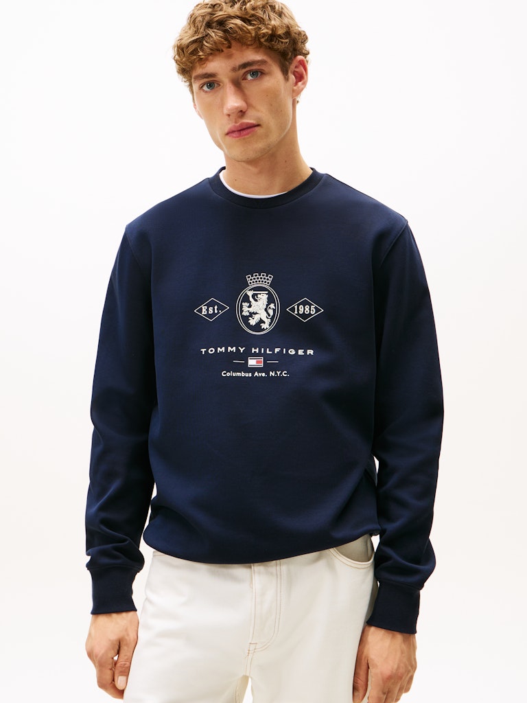 Tommy Hilfiger Erkek O Yaka Lacivert Sweatshirt