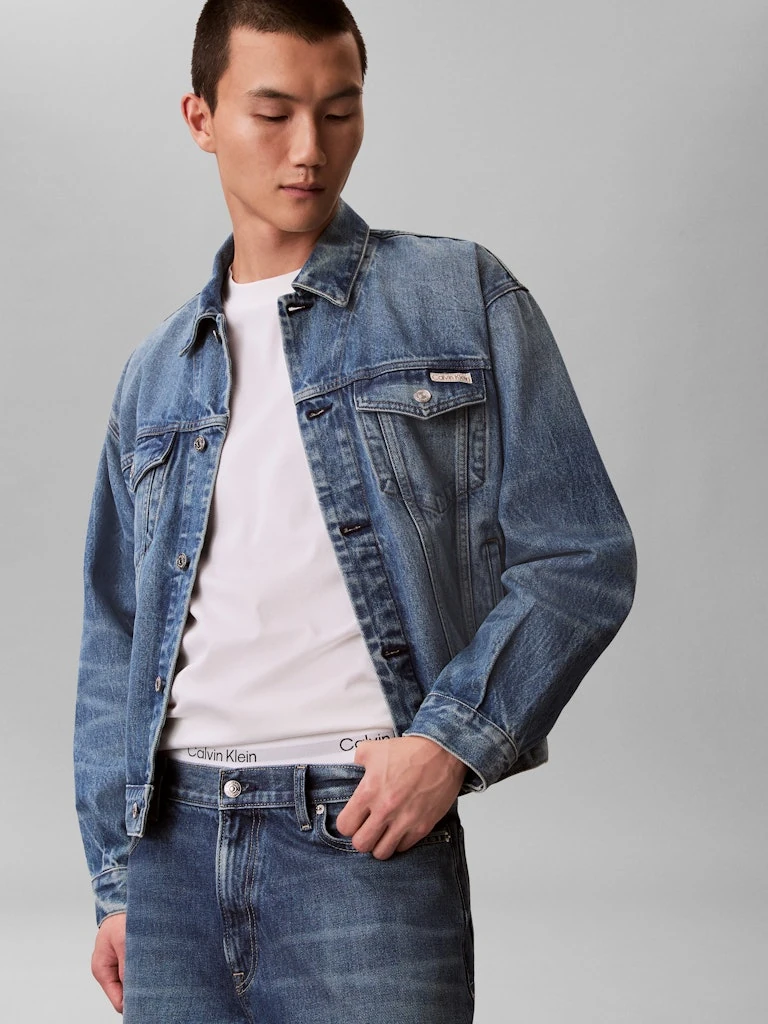 Calvin Klein Erkek Mavi Denim Kot Mont