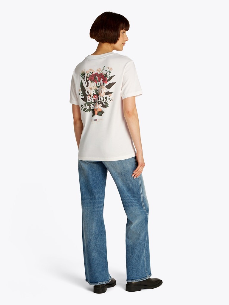 Tommy Hilfiger Rejeneratif Pamuk Beyaz Kadın Kısa Kollu T-Shirt - DW0DW21341YBL