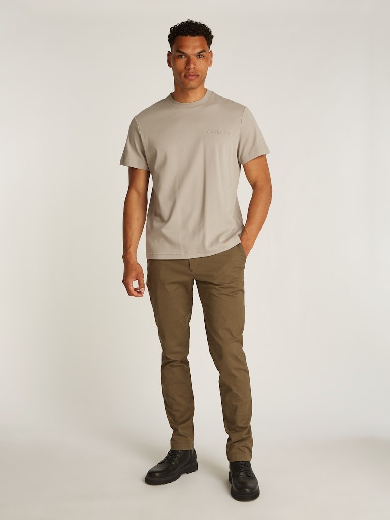 Calvin Klein Organik Pamuk Bej Erkek Kısa Kollu T-Shirt - K10K113737RAJ