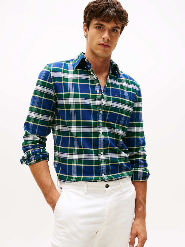 Tommy Hilfiger Erkek Flanel Normal Kesim Lacivert Gömlek