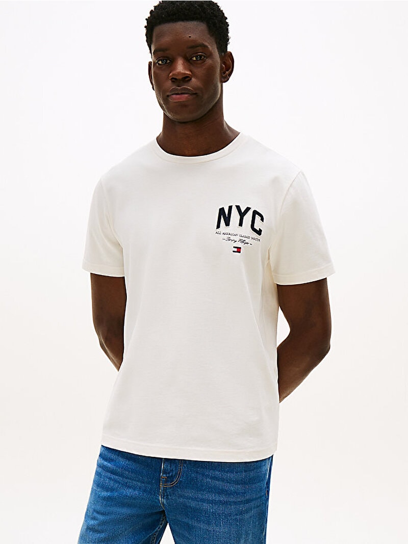Tommy Hilfiger Erkek Hilfiger Sarı Nyc T-shirt