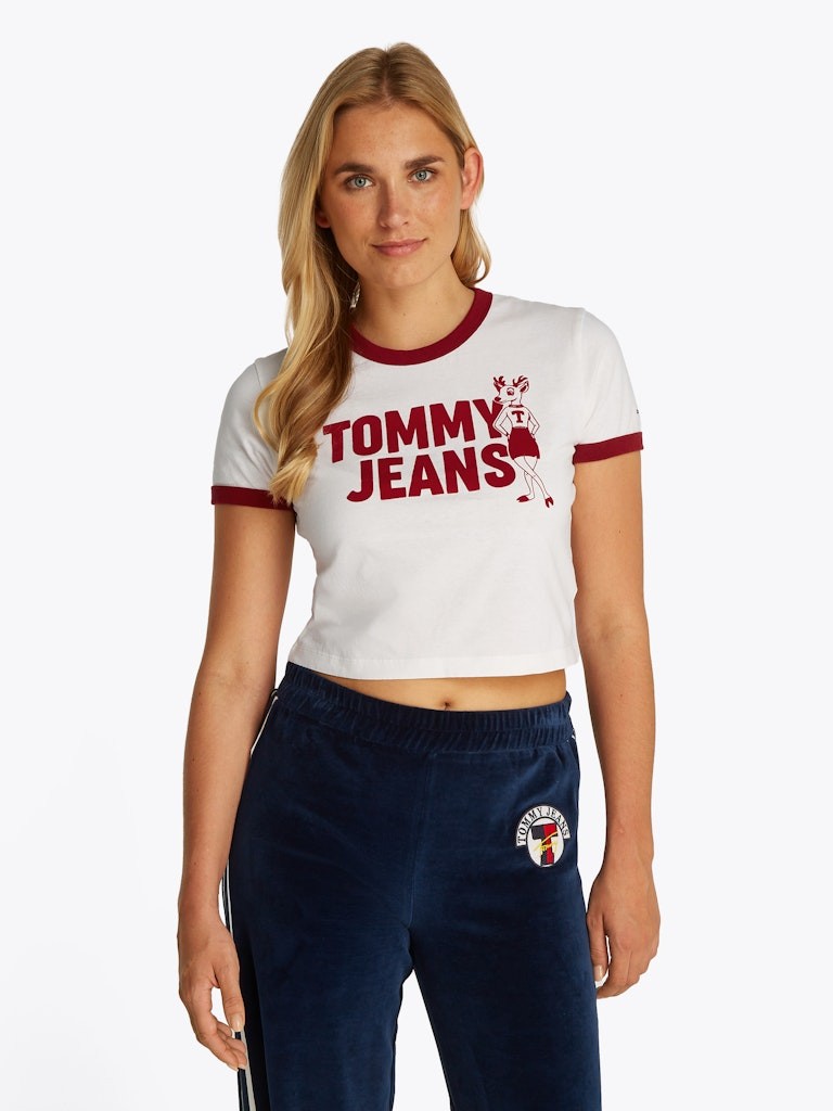 Tommy Jeans DEER GRAPHIC RINGER TEE Kadın T-Shirt - DW0DW20561YAC