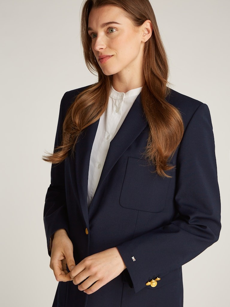 Tommy Hilfiger Pamuk Lacivert Kadın Blazer Ceket