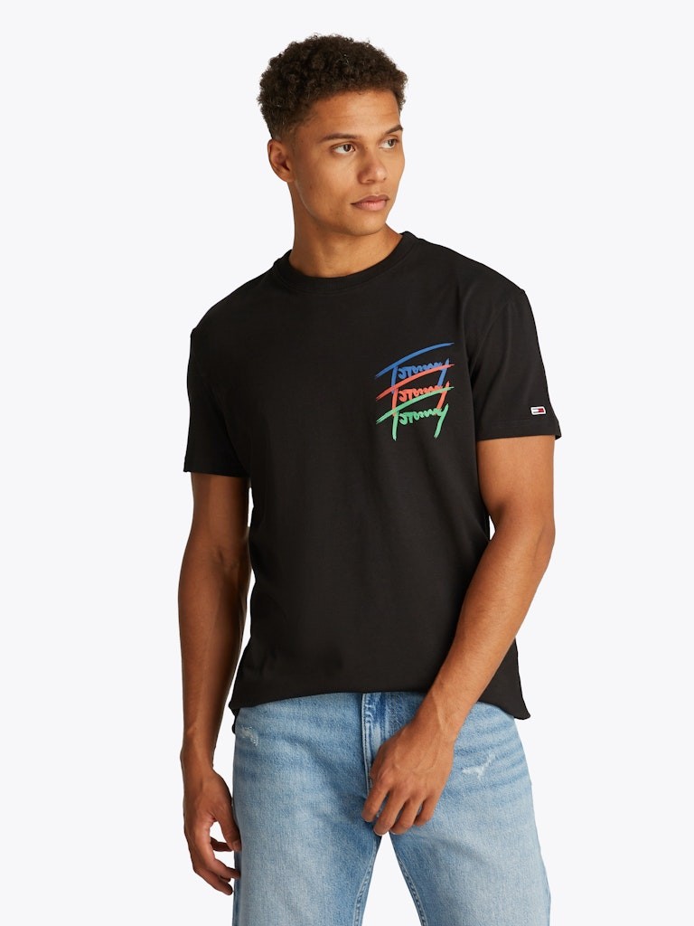 Tommy Hilfiger Rejeneratif Pamuk Siyah Erkek Kısa Kollu T-Shirt - DM0DM20771BDS