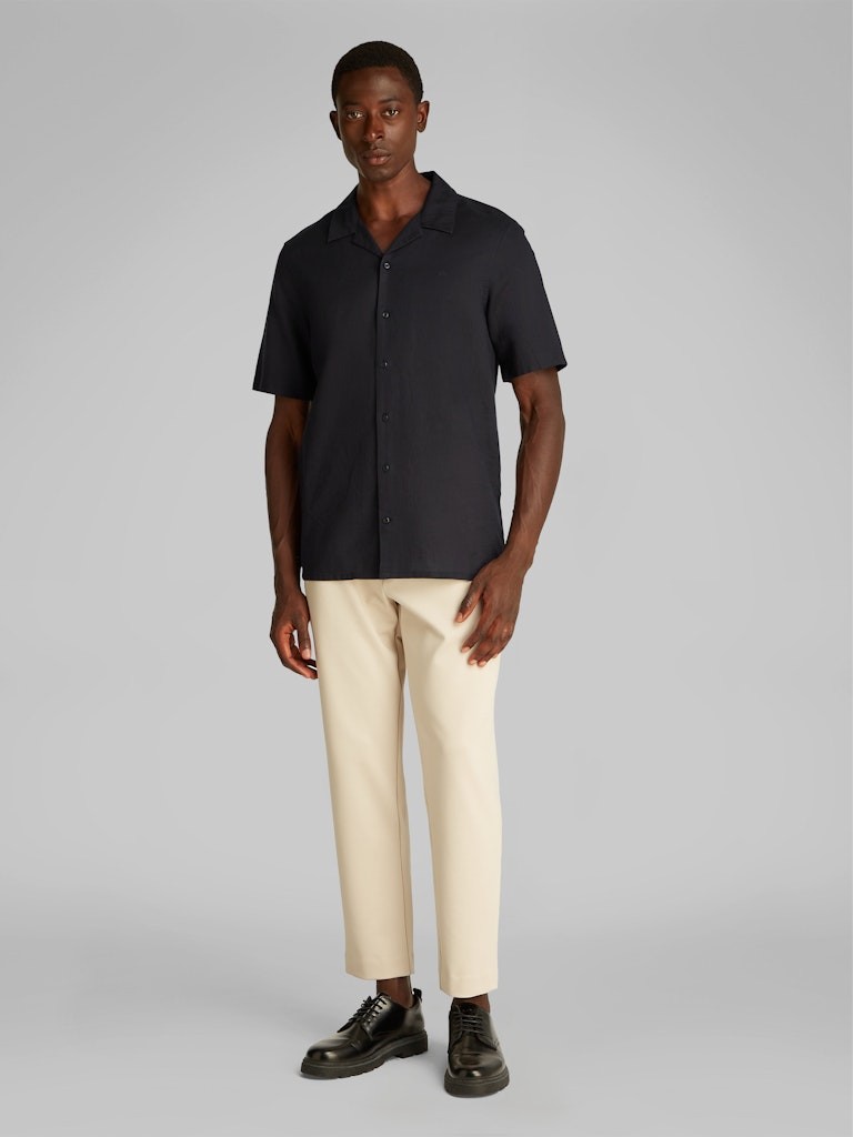 Calvin Klein Keten Siyah Erkek Kısa Kollu Gömlek - K10K114197BEH