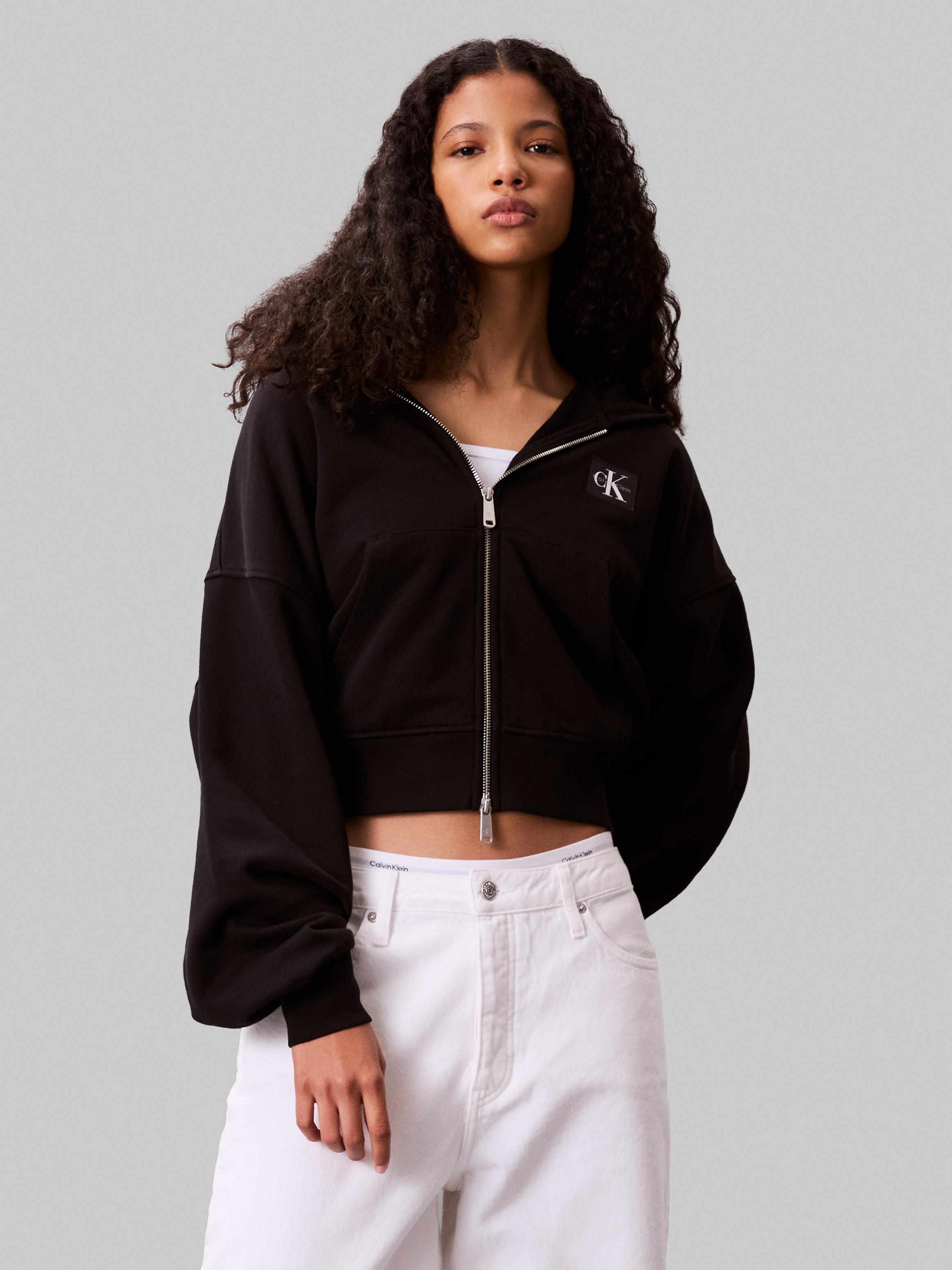 Calvin Klein Kadın Siyah Tam Fermuarlı Sweatshirt