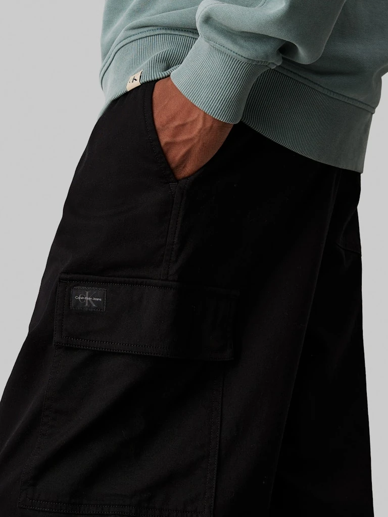 Calvin Klein Pamuklu Siyah Twill Kargo Pantolon