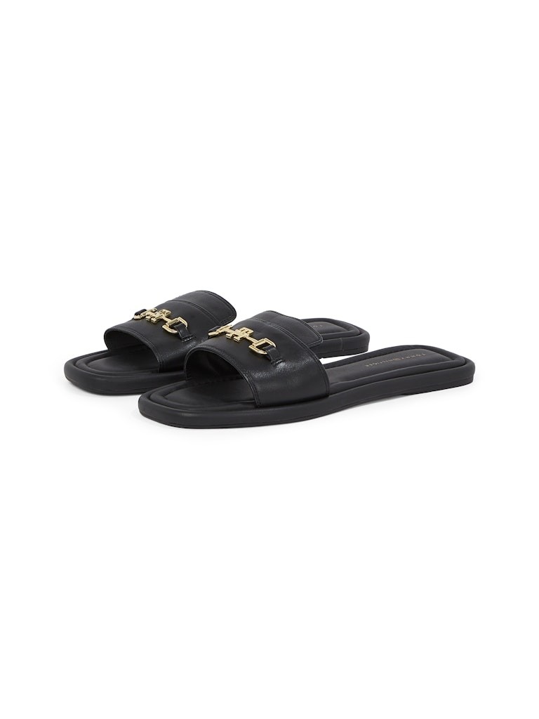 Tommy Hilfiger Deri Siyah Kadın Kısa Taban Tek Bantlı Sandalet - FW0FW08420BDS