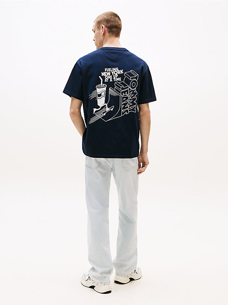 Tommy Hilfiger Erkek Relax Skater Backprint Mavi T-shirt
