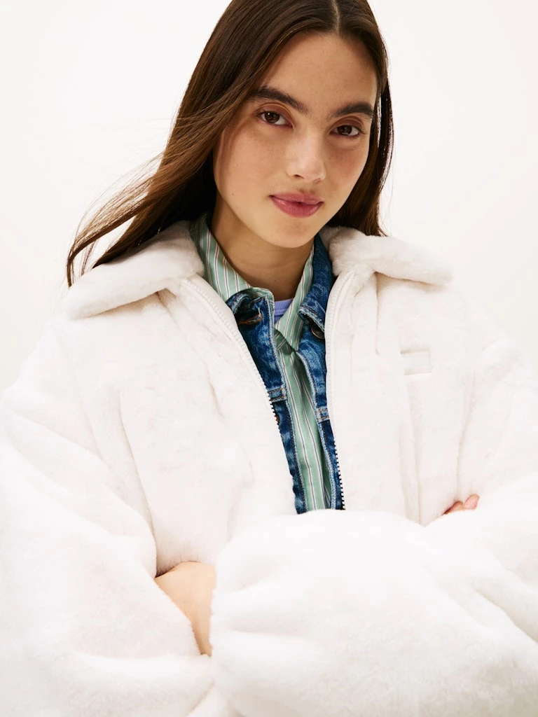 Tommy Hilfiger Kadın Ekru  Bomber  Mont